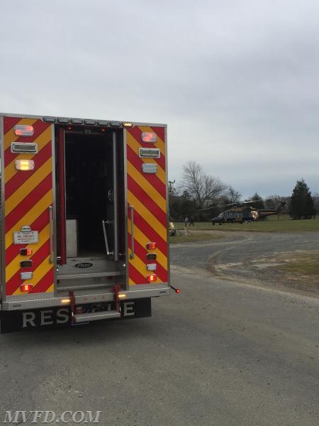 Rescue Squad 2 on scene with Trooper 7 after an ATV accident at Budds Creek Motocross